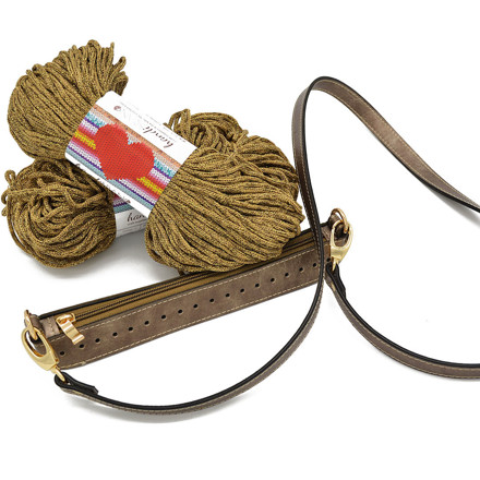 Εικόνα της Κit Zipper Full 25εκ, Vintage Μπρονζέ Ανοιχτό με Νήμα Metallic, 400γρ Μπεζ Χρυσό