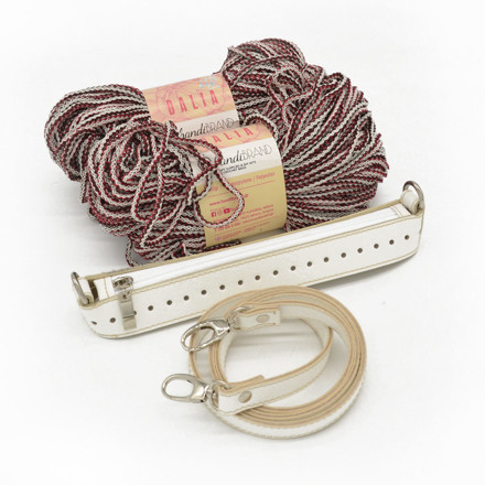 Εικόνα της Κit Zipper Full 25εκ, Vintage Λευκό με Νήμα Dalia 400γρ, Κόκκινο-Γκρι