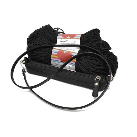 Εικόνα της Κit Zipper Full 25εκ, Μαύρο με Νήμα Heart 400γρ, Μαύρο
