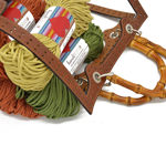 Picture of Kit Frame Angelina with Bamboo Handles, Tabac with 1000gr Eco Hearts Cord Yarn, 3 Colors