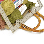 Picture of Kit Frame Angelina with Bamboo Handles, Light Gray with 1000gr Eco Heart Cord Yarn, 3 Colors
