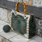 Picture of Kit Frame Angelina with Metal Eyelets and Bamboo Handles, Tabac with Jute Rope Cord, Baby Green