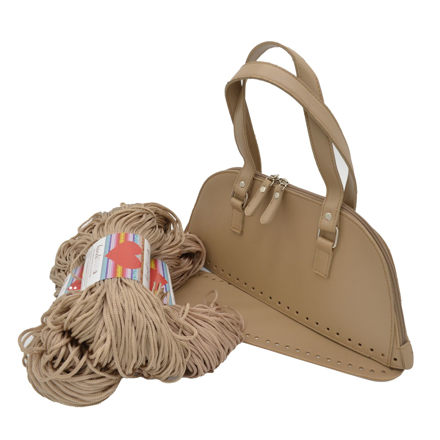 Picture of Kit Bowling Bag, Beige, Two Handles, Base & Zipper with 600gr Hearts Cord Yarn, Beige Summer