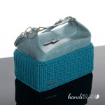 Εικόνα της Κιτ Boxy Bag με Φερμουάρ και Δύο Χεράκια, Vintage Μπλε με Κορδόνι Tripolino Μπλε 300γρ