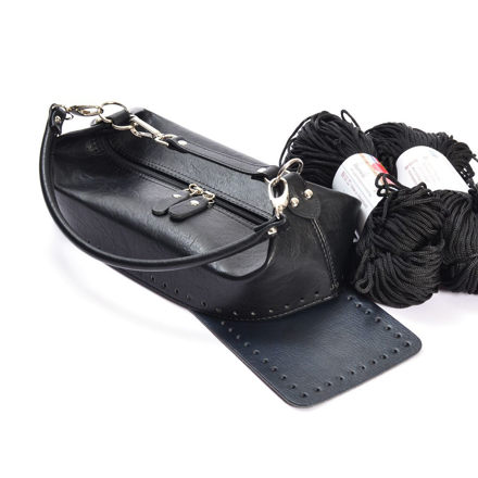Εικόνα της Κιτ Boxy Bag με Φερμουάρ και Δύο Χεράκια, Vintage Μαύρο με Κορδόνι Hearts Μαύρο, 400γρ
