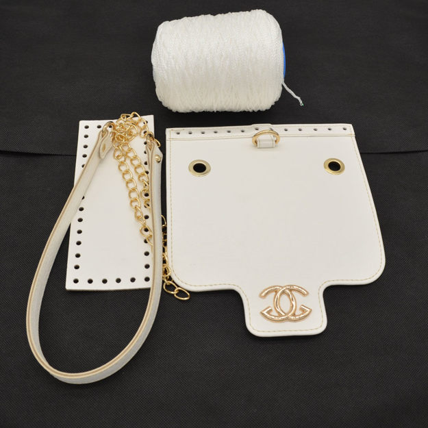 Picture of Kit Chanel Vintage White Bag with 300gr Silky Cord Yarn, White Glitter