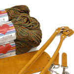 Picture of Kit CHARMS Bag, Vintage Mustard Leather Accessories with 600gr Hearts Cord Yarn, Lively Tabac-808