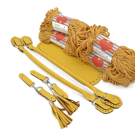 Picture of Kit CHARMS Yellow Polenta with 800gr Eco Rayon Cord Yarn, Beige-Gold-010