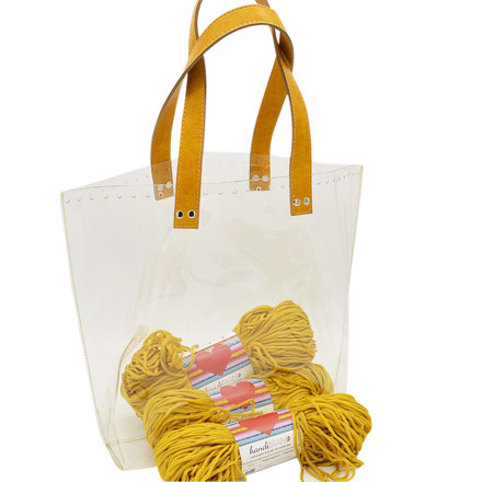 Picture of Kit Clear Bag Base with Handle, Mustard with 600gr Heart Cord Yarn