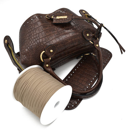 Picture of Kit Mirsini Brown Crocodile with Zipper, Two Handles and 500gr Catenella Cord Yarn, Cigar