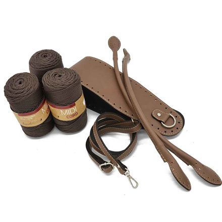 Picture of Kit Fede Round, Cappuccino with 600gr Midi Cord Yarn, Dark Brown