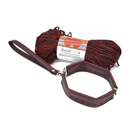 Picture of Kit FLEX Purse, 20cm with Wrist Handle, Bordeaux with 200gr Hearts Cord Yarn, Dark Bordeaux (102)