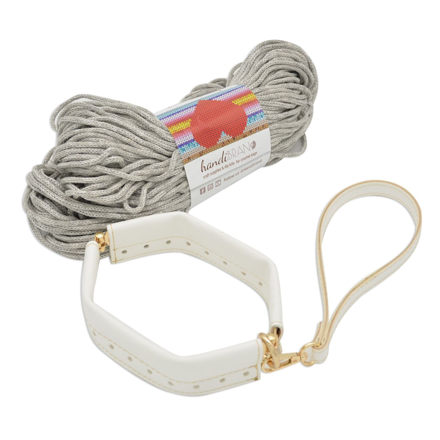 Picture of Kit FLEX Purse, 20cm with Wrist Handle, Vintage White with 200gr Eco Rayon Cord Yarn, Gray (103)