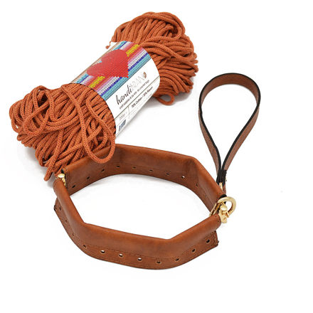 Picture of Kit FLEX Purse, 20cm with Wrist Handle, Vintage Tabac with 200gr Eco Rayon Cord Yarn, Terracotta
