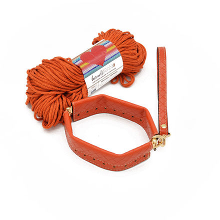 Picture of Kit FLEX Purse, 20cm with Wrist Handle, Braided Orange & 200gr Eco Rayon Cord Yarn, Orange (001)