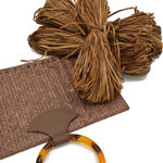 Picture of Kit Straw Fold, Brown with Round Resin Handle and 100gr Raffia Cord Yarn, Two-Color Brown