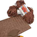 Picture of Kit Straw Fold Lady, Brown with Resin Handle and 400gr Hearts Rayon Cord Yarn, Ripe Apple (Code:012)