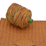 Picture of Kit Straw Fold Lady, Tabac Camel with Resin Handle and 300gr Pom Pom Cord Yarn, Multicolor Yellow (103)