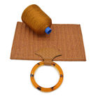 Picture of Kit Straw Fold Lady, Tabac Camel with Resin Handle and 250gr Pandorino Viscose Cord Yarn, Bronze