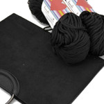 Picture of Kit Fold Lady, Black Suede with Gun Metal Gray Handles and 400gr Hearts Cord yarn, Black