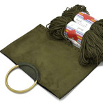Picture of Kit Fold Lady, Olive Green Suede with Bronze Metal Handles and 400gr Hearts Cord yarn, Olive Green