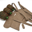 Picture of Kit Ginger Backpack with Eco-Leather Pocket and Tongue, Vintage Beige Cigar with 900gr Pom Pom Cord Yarn, Olive Green