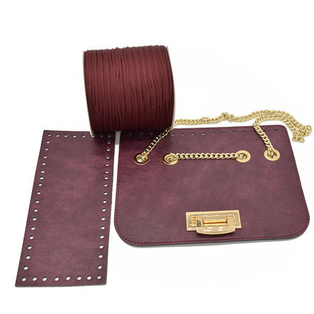 Picture of Kit Glamour Cover 25cm Vintage Bordeaux with Metal Accessories and 500gr Catenella Cord Yarn, Bordeaux