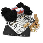 Picture of Kit Glamour Cover 25cm Black-White Zebra with Metal Accessories and 400gr Hearts Cord Yarn, Sparkling Black