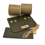 Picture of Kit Glamour Cover 25cm Cypress Green with Metal Accessories and 600gr Tripolino Cord Yarn, Beige Turtledove