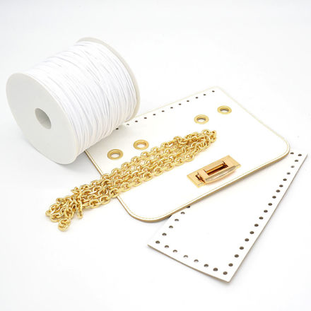 Picture of Kit Glamour Cover 25cm White with Metal Accessories and 500gr Catenella Yarn, White