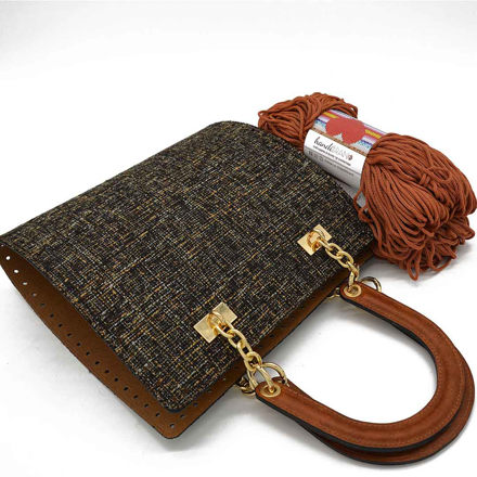 Picture of Kit JACKY Base, Chanel Tabac with Diory Handles & 400gr Hearts Cord Yarn, Tabac