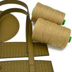 Picture of Kit Beach Bag with Round Base, Braided Olive with 700gr Fibra Cord Yarn, Beige