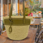 Picture of Kit Beach Bag with Round Base, Braided Olive with 700gr Fibra Cord Yarn, Beige