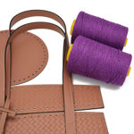 Picture of Kit Beach Bag with Round Base, Braided Ripe Apple with 700gr Fibra Cord Yarn, Mauve