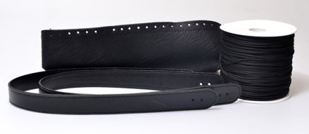 Picture of Kit Julia ,Eco Leather Basket Base and 80cm Handles, Black with Black Cord Yarn