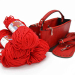 Picture of Kit Junie Upper Frame with Wrist Handle, Two Cases with Zipper 35cm, Vintage Red with 600gr Hearts Cord Yarn, Red