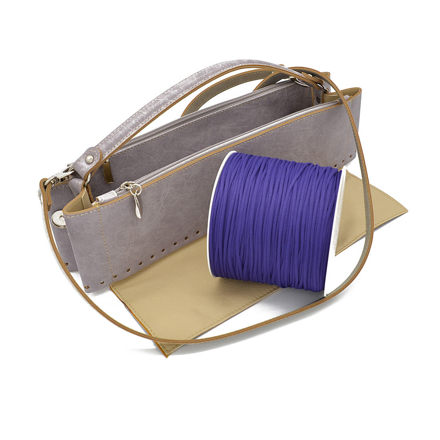Picture of Kit Junie Frame with Wrist Handle, Two Cases with Zipper 35cm, Lilac-Gray with 500gr Catenella Cord Yarn, Mauve