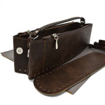 Picture of Junie Set, Upper Frame with Handle, Two Cases with Side Zipper & Base, Wood Brown