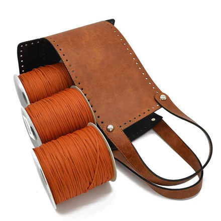Picture of Kit McQueen Style, Vintage Tabac with Handles, Special Base & 900gr Tripolino Cord Yarn, Terracotta-Tabac