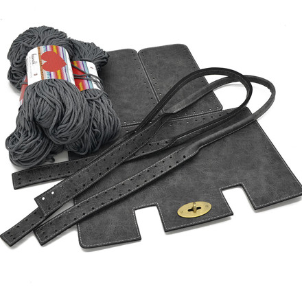 Picture of Kit Mulberry Vintage Gray with Side Panels and 600gr Handibrand's Hearts Cord Yarn, Gray