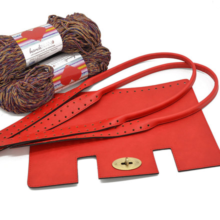 Picture of Kit Mulberry Vintage Red with 800gr Handibrand's Hearts Cord Yarn, Blue-Red