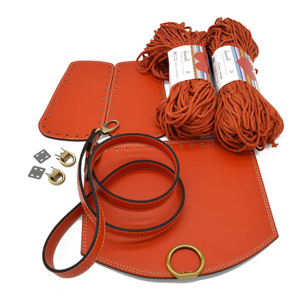 Picture of Kit Round Cap with Round Lock, Veneta Orange with 400gr Hearts Cord Yarn, Muted Orange