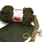 Picture of Kit Round Cap with Round Lock, Vintage Cypress Green & 400gr Hearts Cord Yarn, Khaki