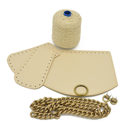 Picture of Kit Round Cap with Round Lock, Sugar with 300gr Silky Prada Cord Yarn, Ecru Gold Glitter