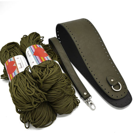 Picture of Kit Perimetrical Base, Exclusive 85cm, Green with 800gr Hearts Cord Yarn, Olive Green