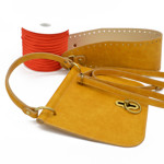 Picture of Kit TIFFANY Cover with Handle, Perimetrical Base, Adjustable Strap, Vintage Mustard & 500gr Catenella Cord Yarn, Coral