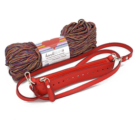 Picture of Kit Zipper Full 20 cm, Red with 200gr Handibrands Hearts Cord Yarn, Multicolor Blue-Mauve