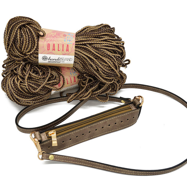 Εικόνα της Κιτ Zipper Full 20εκ, Vintage Μπρονζέ Ανοιχτό με Νήμα Dalia 400γρ Μπεζ-Καφέ (611)