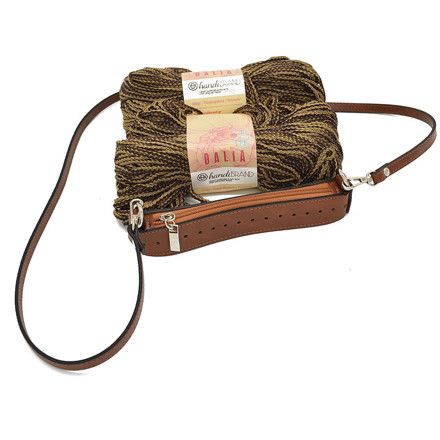 Picture of Kit Zipper Full 20 cm, Tabac with 400gr Dalia Cord Yarn, Beige Brown