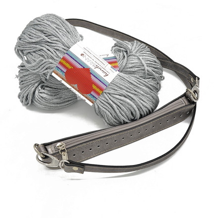 Picture of Kit Zipper Full 25 cm, Vintage Silver with 400gr Metallic Cord Yarn, Iridescent Gray